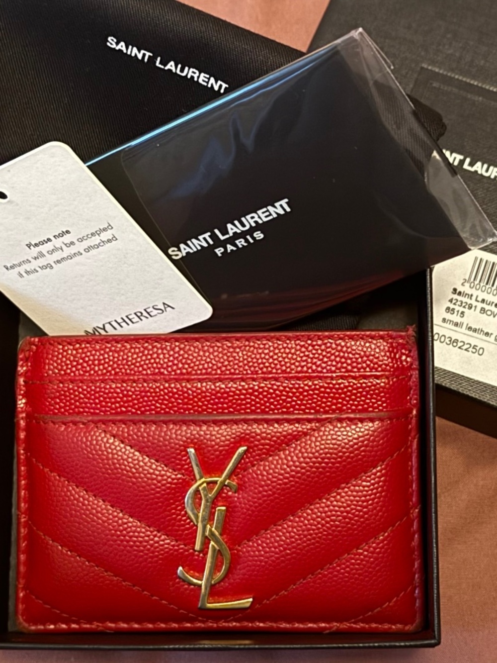 Saint Laurent Cassandre Card Holder in Lambskin